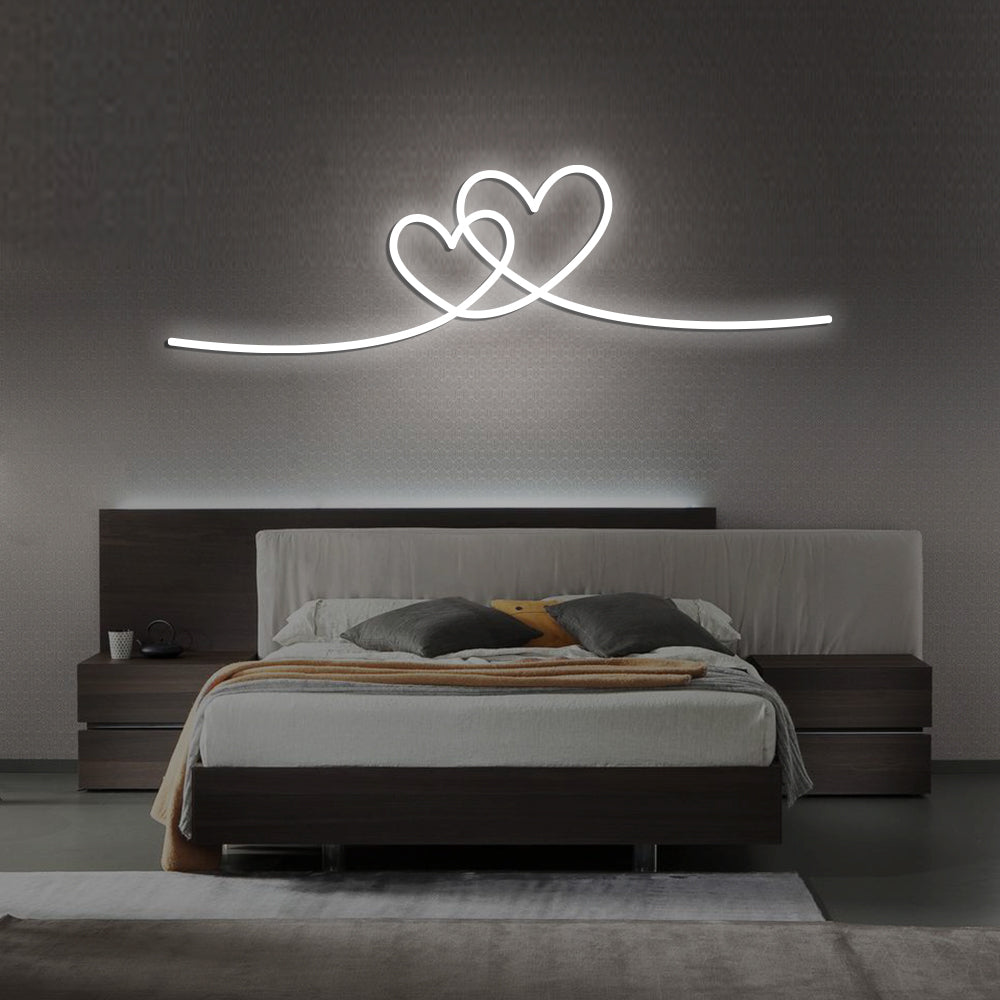 Double Love Heart Neon Sign - LED Neon Sign For Gifts, Room Decor