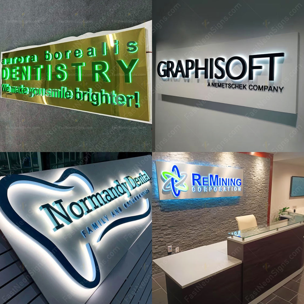 Custom Dental Clinic Backlit Sign | 3D Metal Halo Lit LED Logo for Dentist Office & Medical Practice