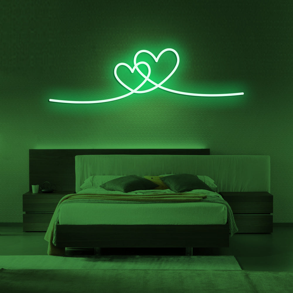 Double Love Heart Neon Sign - LED Neon Sign For Gifts, Room Decor