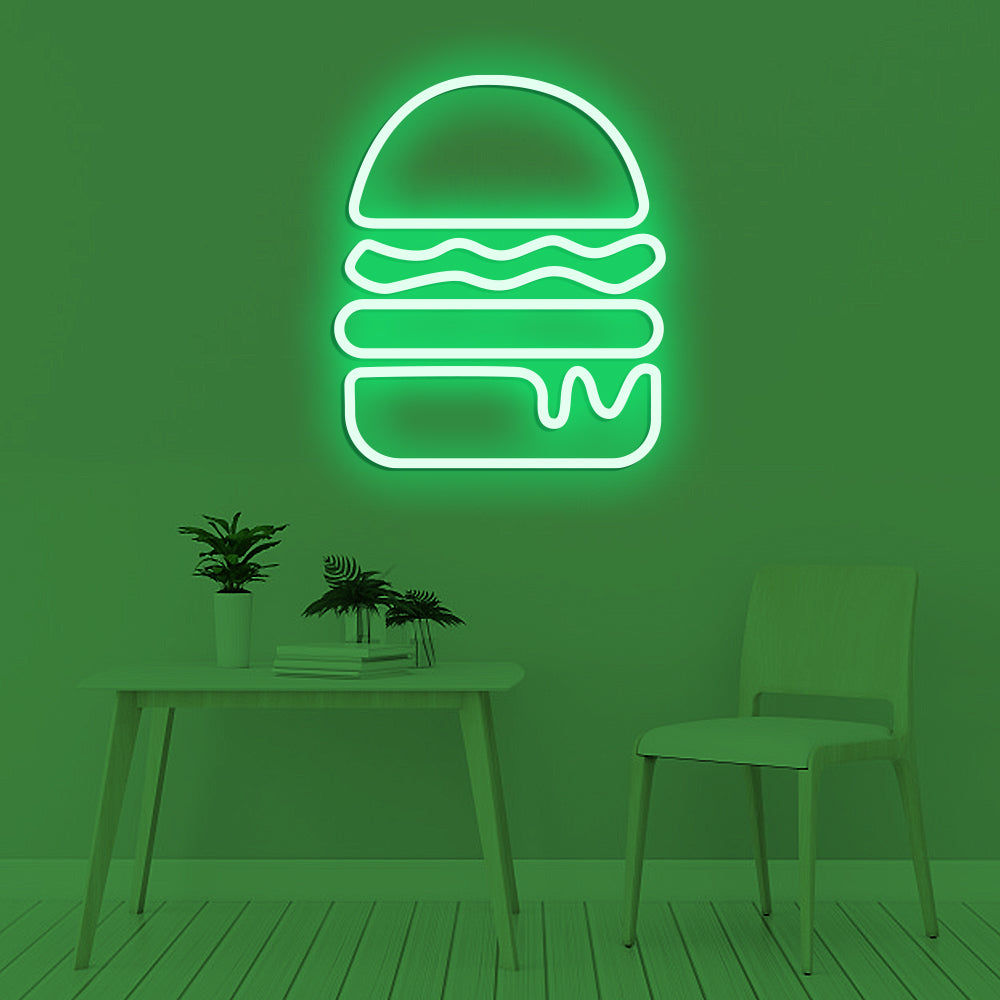 Burger Neon Sign - LED Neon Sign For Gifts, Room Decor, Restaurant, Burger Shop
