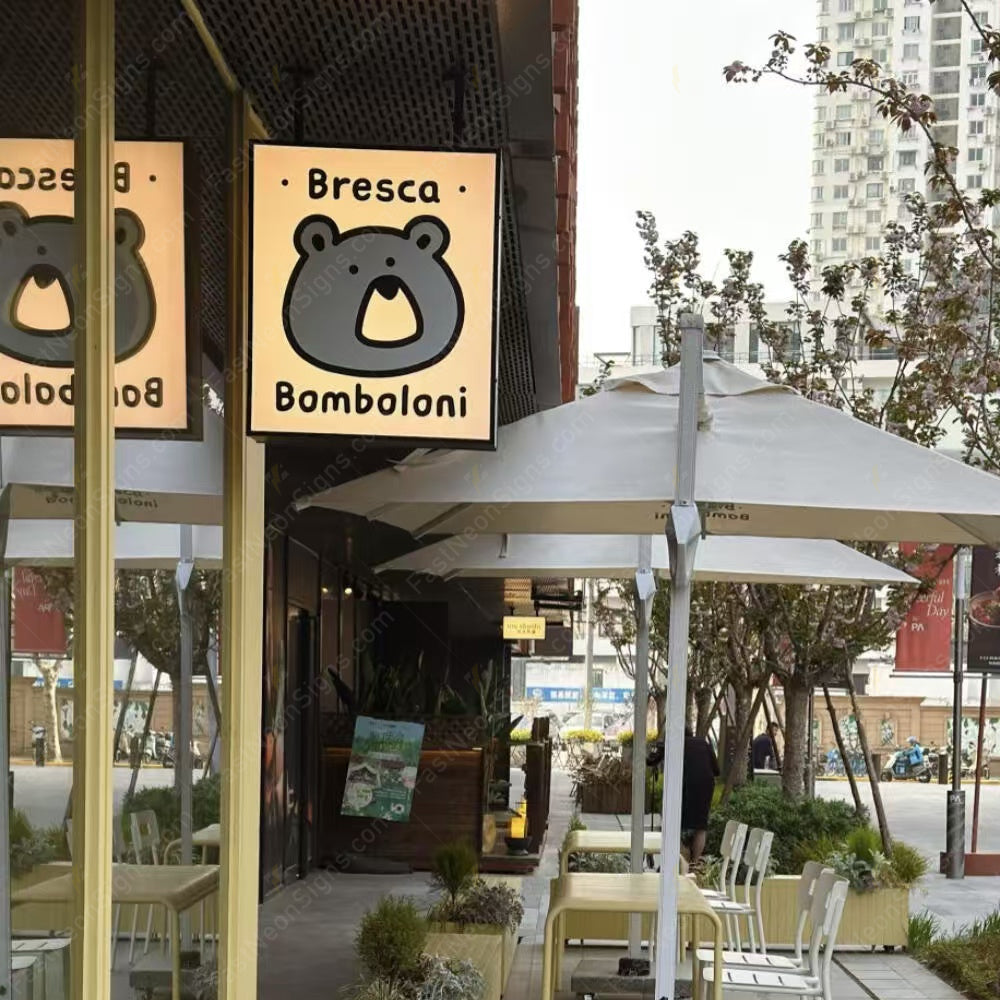 Custom Hanging LED Light Box Sign for Storefront – Illuminated Advertising Sign for Shops & Cafés