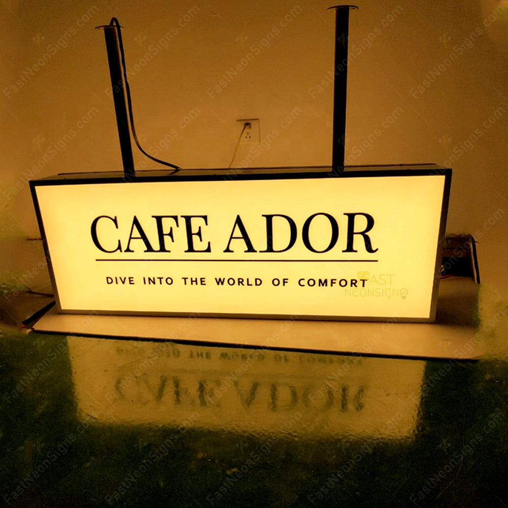 Custom Hanging LED Light Box Sign for Storefront – Illuminated Advertising Sign for Shops & Cafés