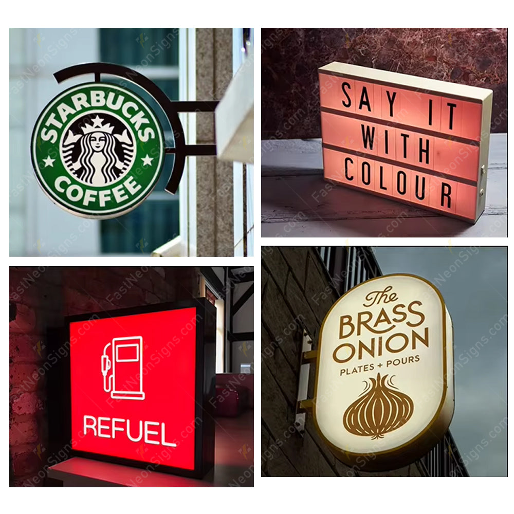 Custom Hanging LED Light Box Sign for Storefront – Double Sides Ads Signage for Salon, Cafe, Bar