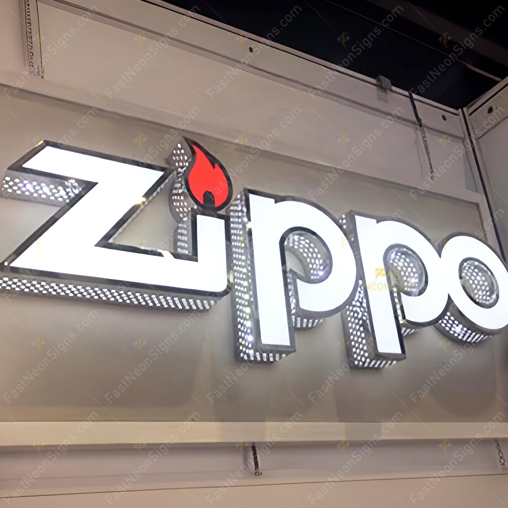 Custom 3D Punching Channel Letters Signs – Front Color Printed, Side Lit Metal LED Letters for Business