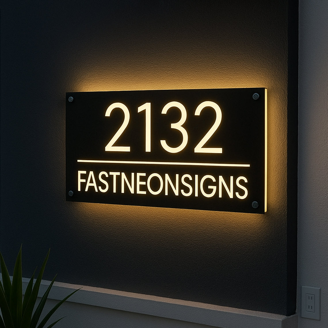 Custom House Number Light Box – Metal Cut Out Address Sign with LED Backlight & Acrylic Panel