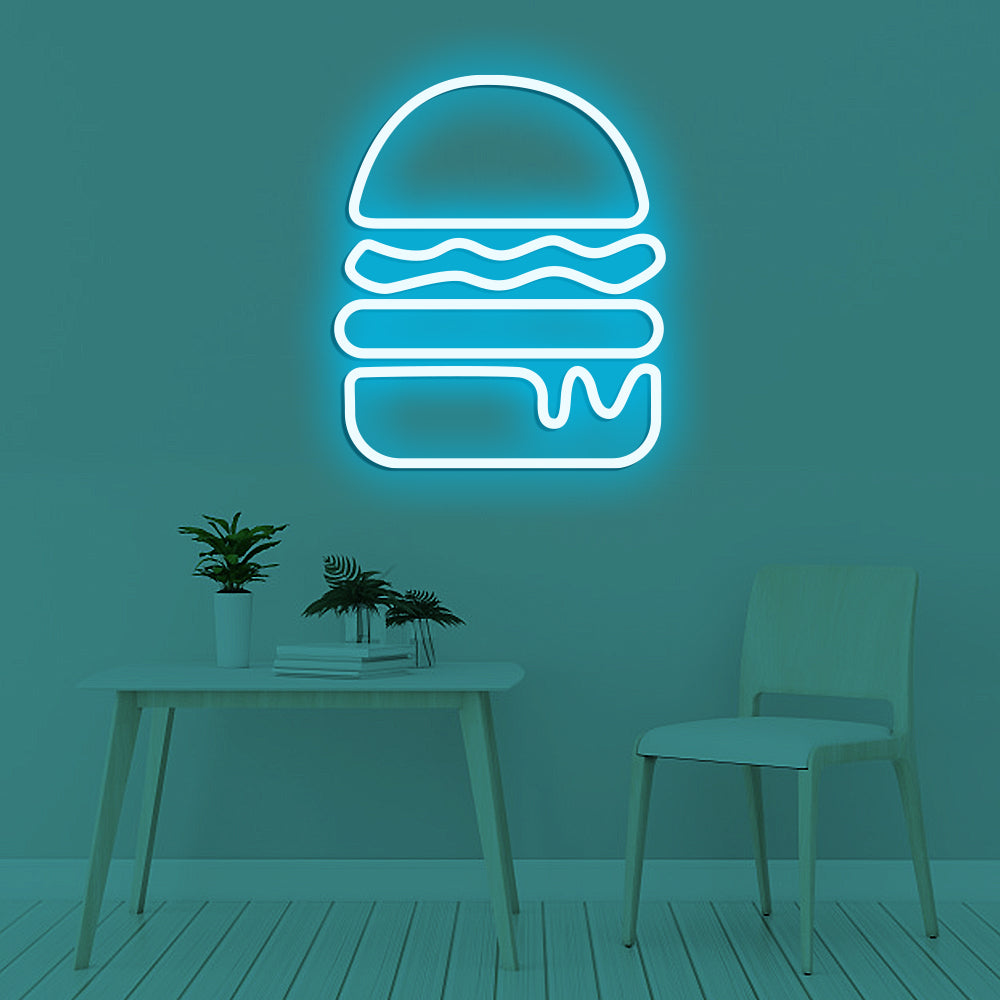 Burger Neon Sign - LED Neon Sign For Gifts, Room Decor, Restaurant, Burger Shop