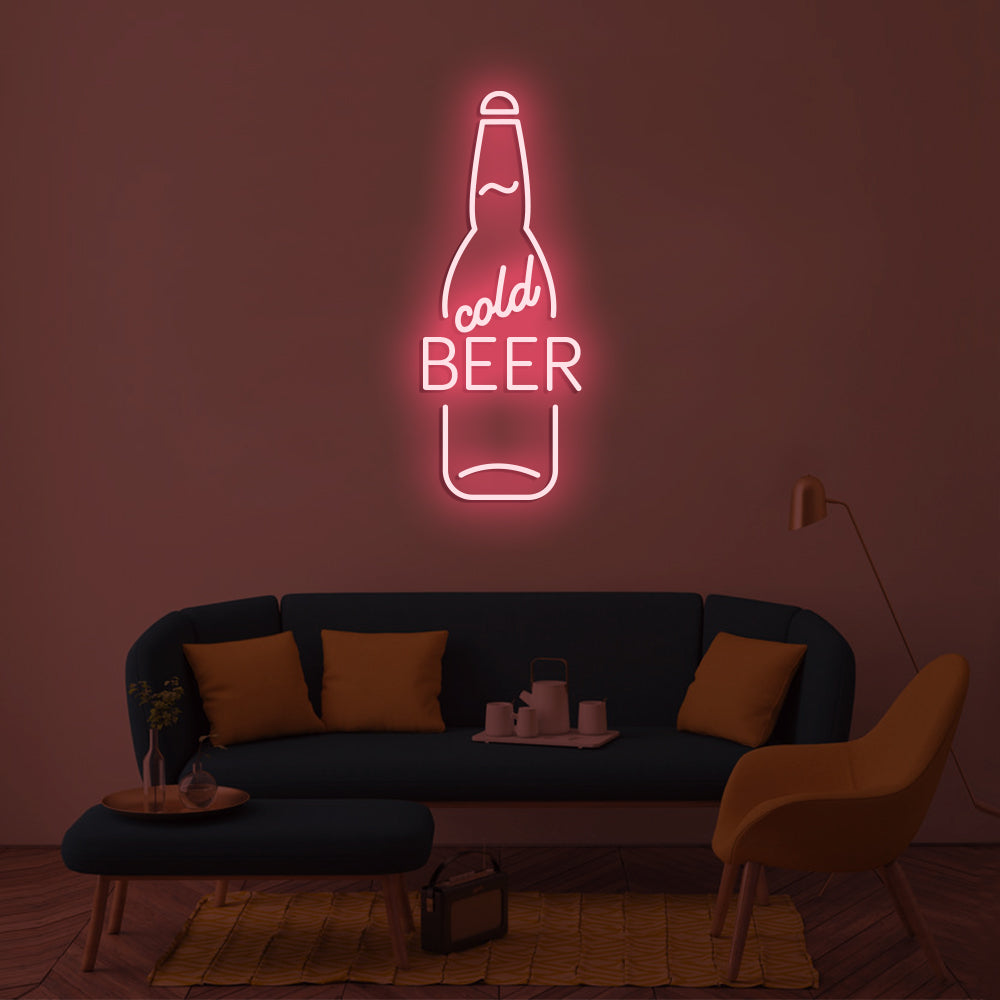 Cold Beer Neon Sign - LED Neon Sign For Gifts, Room Decor, Bar Decor