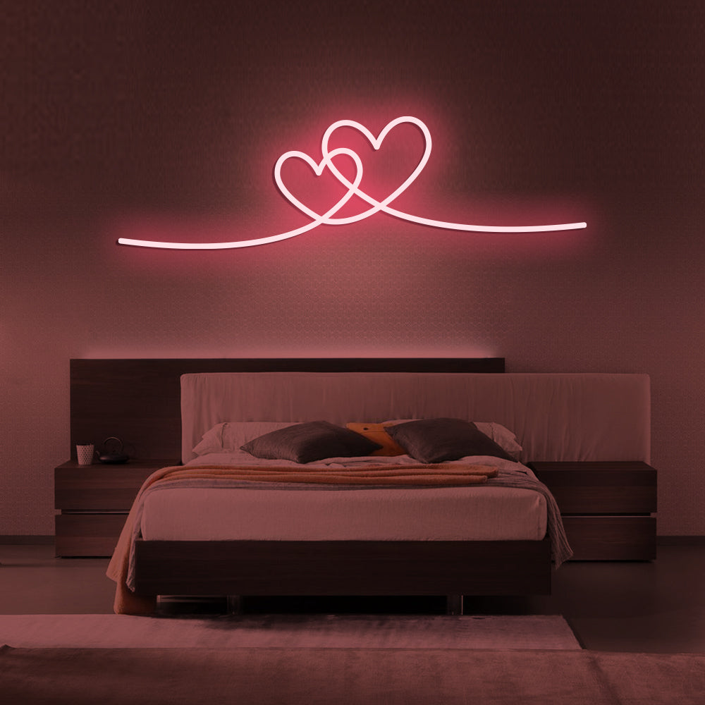 Double Love Heart Neon Sign - LED Neon Sign For Gifts, Room Decor