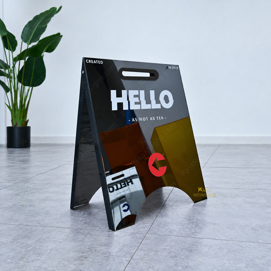 Custom Mirror Stainless Steel A-Frame Sign – Freestanding Floor Sign for Cafes, Salons & Stores
