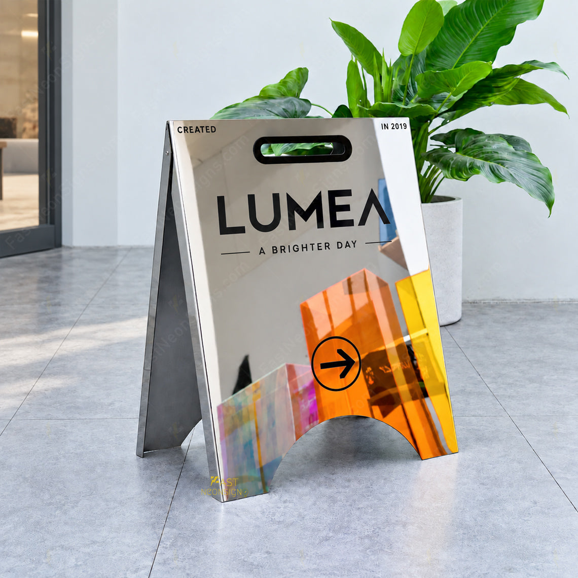 Custom Mirror Stainless Steel A-Frame Sign – Freestanding Floor Sign for Cafes, Salons & Stores