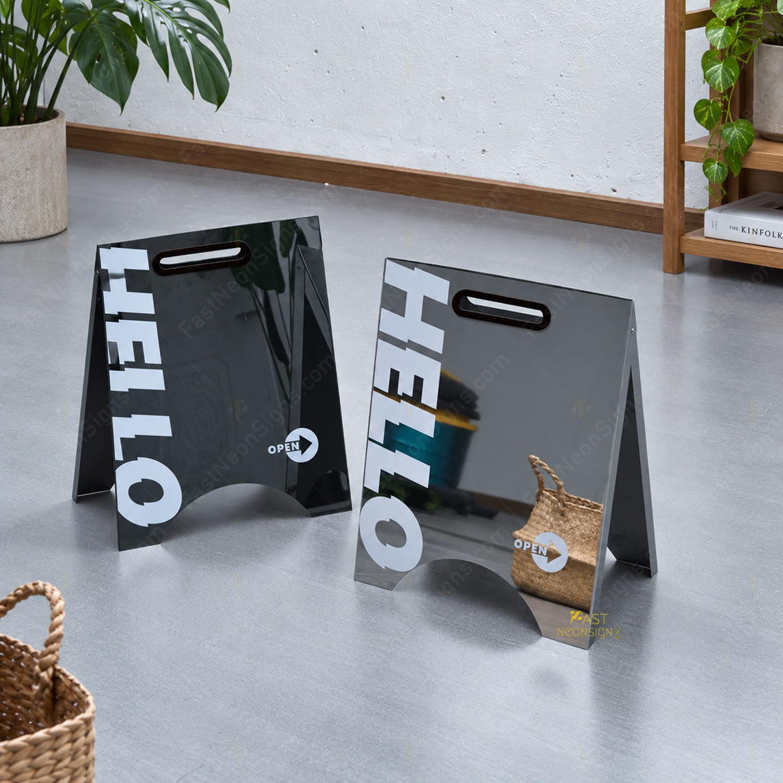 Custom Mirror Stainless Steel A-Frame Sign – Freestanding Floor Sign for Cafes, Salons & Stores