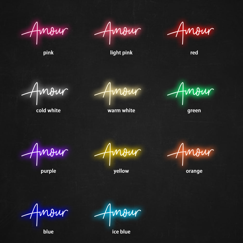 Amour Neon Sign - LED Neon Sign For Gifts, Room Decor