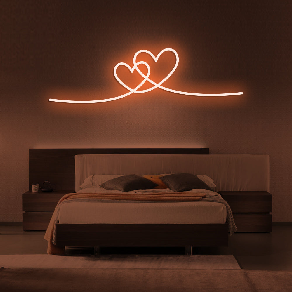 Double Love Heart Neon Sign - LED Neon Sign For Gifts, Room Decor