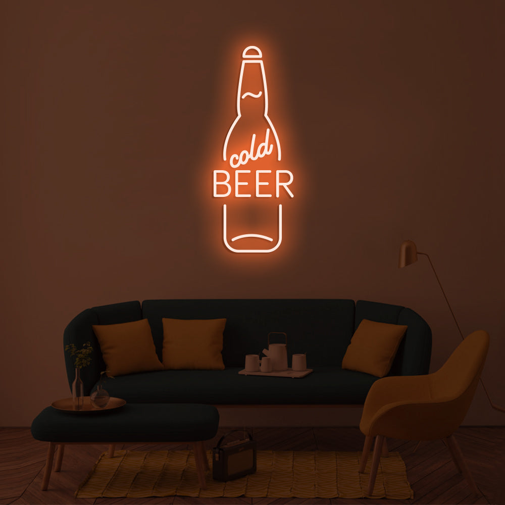 Cold Beer Neon Sign - LED Neon Sign For Gifts, Room Decor, Bar Decor
