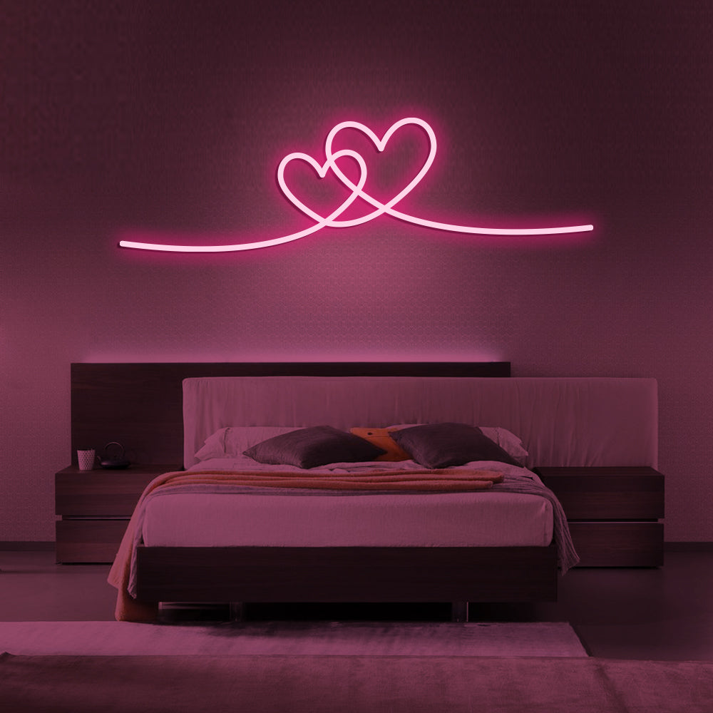 Double Love Heart Neon Sign - LED Neon Sign For Gifts, Room Decor