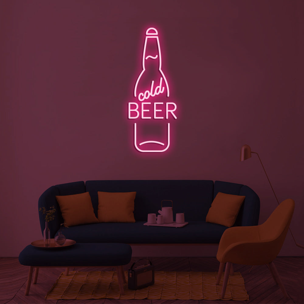 Cold Beer Neon Sign - LED Neon Sign For Gifts, Room Decor, Bar Decor