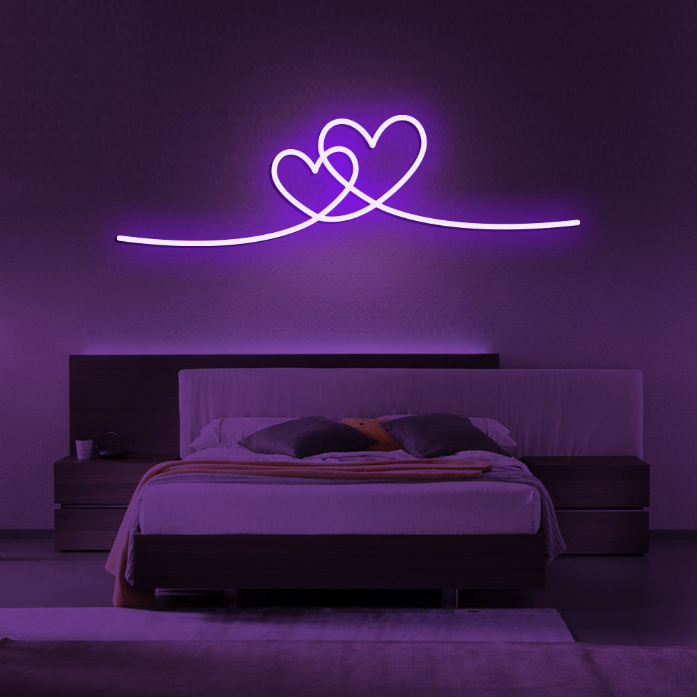 Double Love Heart Neon Sign - LED Neon Sign For Gifts, Room Decor