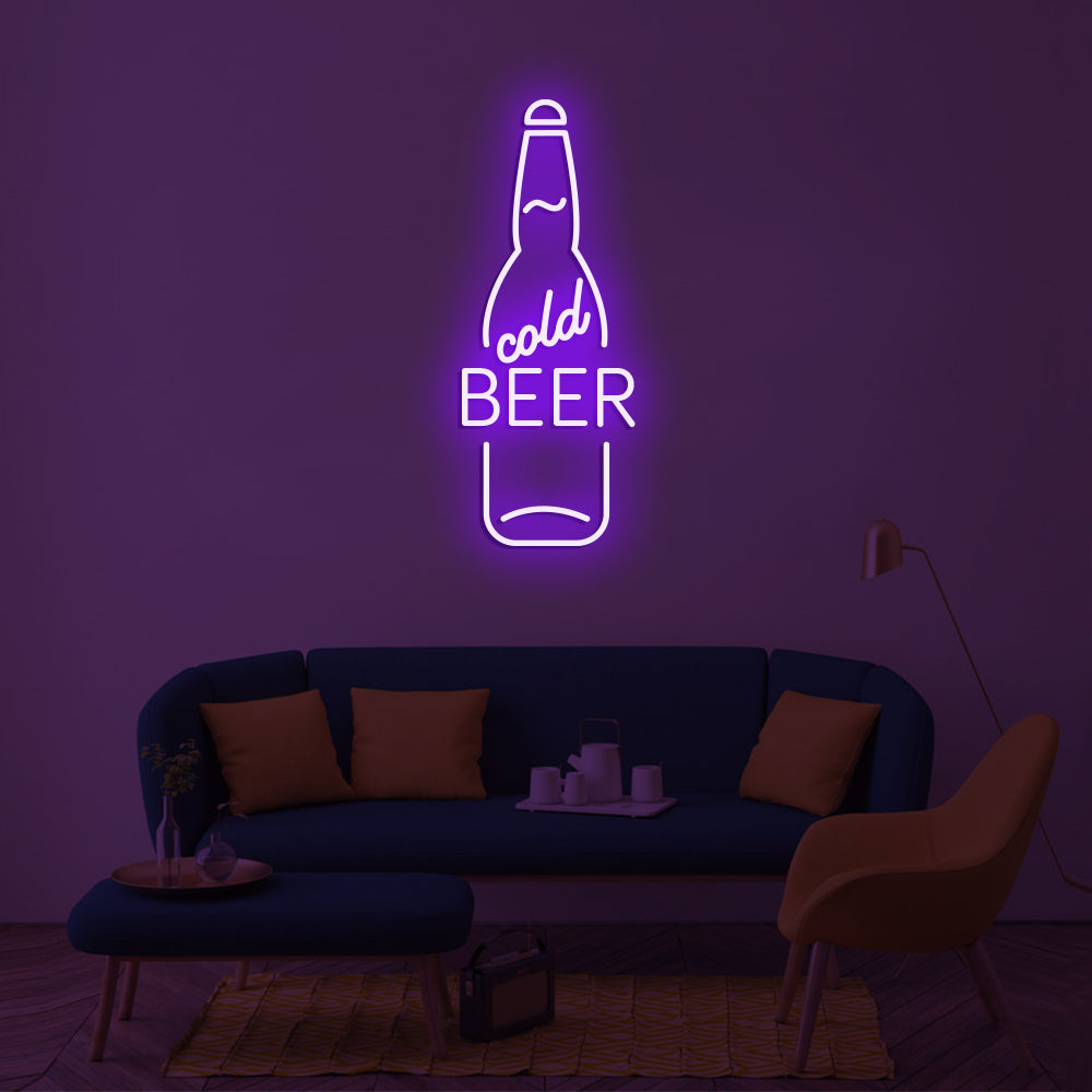 Cold Beer Neon Sign - LED Neon Sign For Gifts, Room Decor, Bar Decor
