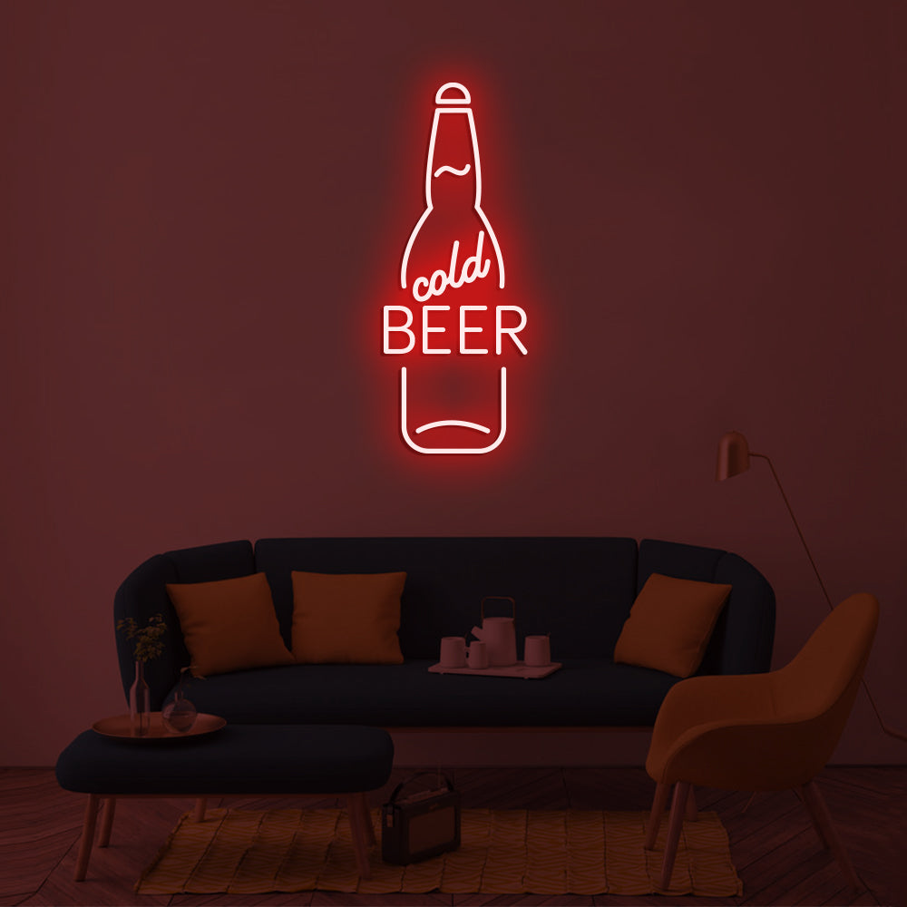 Cold Beer Neon Sign - LED Neon Sign For Gifts, Room Decor, Bar Decor