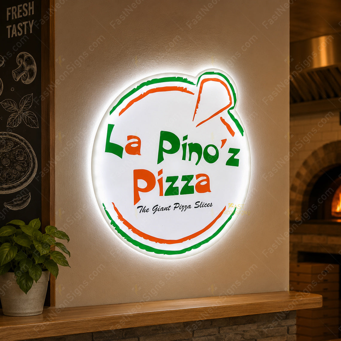Custom Ultra-Thin Acrylic Light Box Sign For Pizza House – 10mm LED Logo Sign with UV Printed Design for Shops