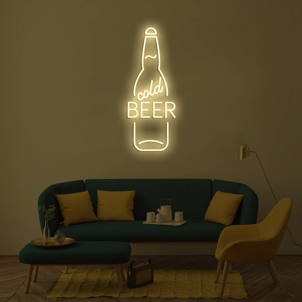 Cold Beer Neon Sign - LED Neon Sign For Gifts, Room Decor, Bar Decor