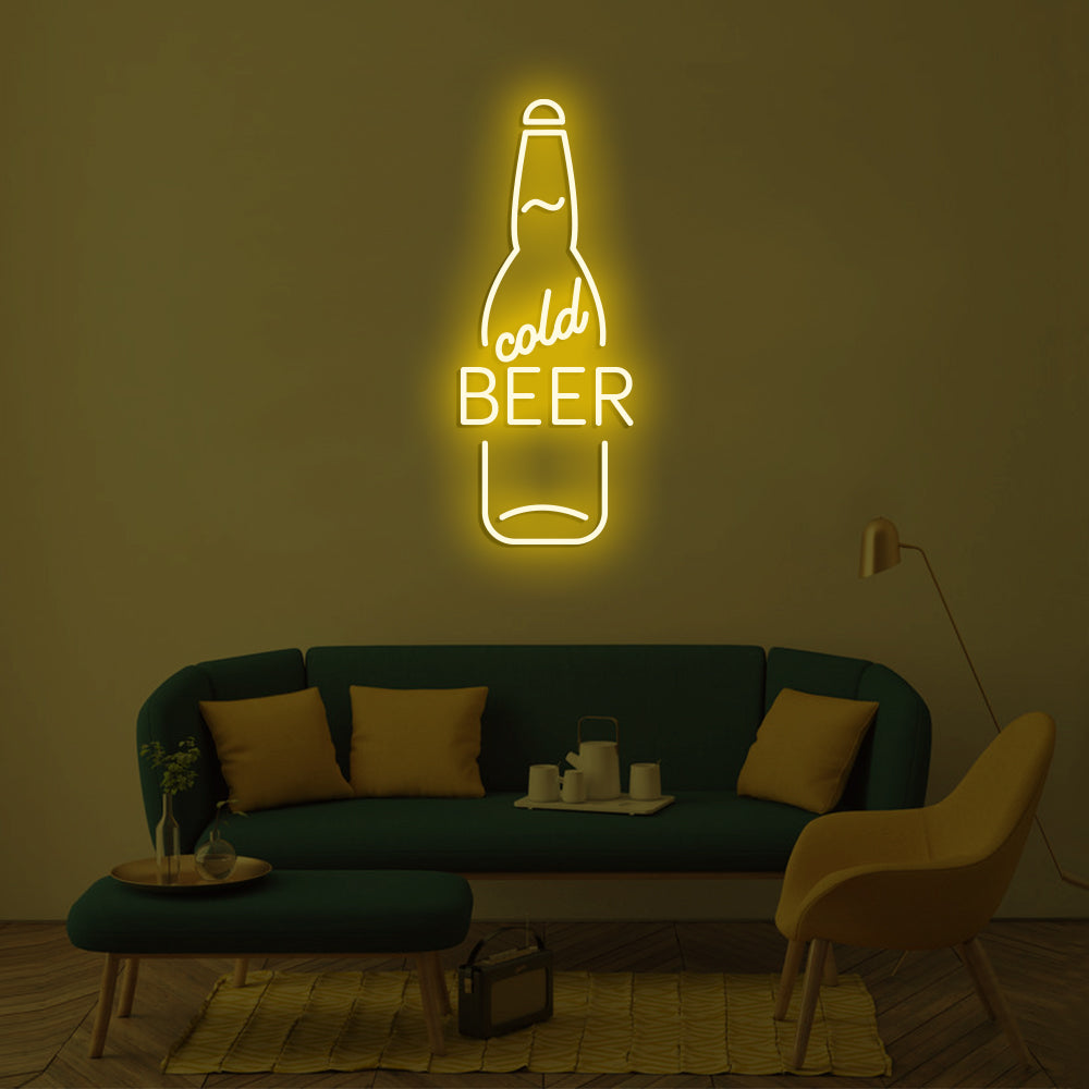 Cold Beer Neon Sign - LED Neon Sign For Gifts, Room Decor, Bar Decor