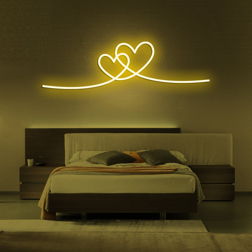 Double Love Heart Neon Sign - LED Neon Sign For Gifts, Room Decor