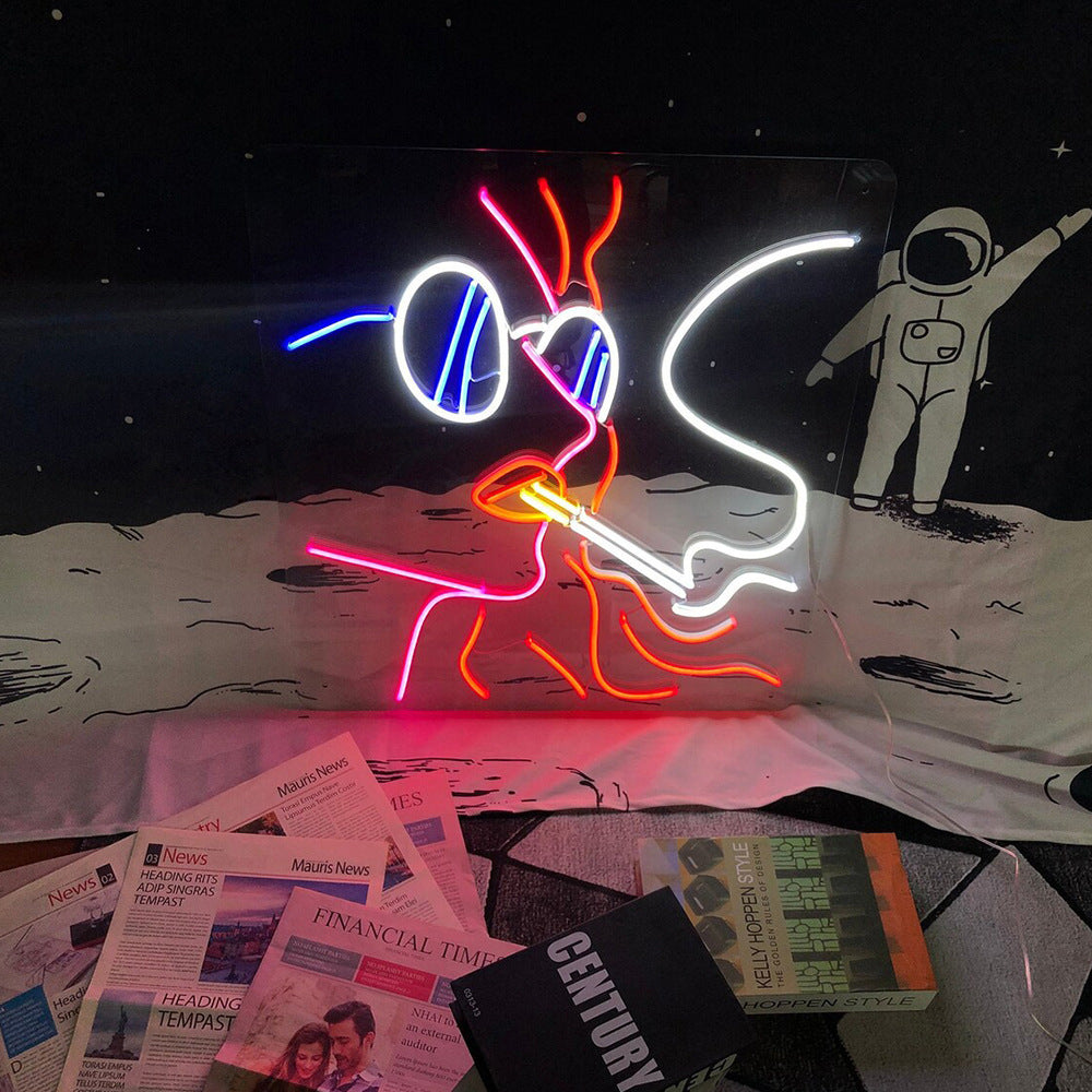 Beautiful Woman Smoking Neon Sign