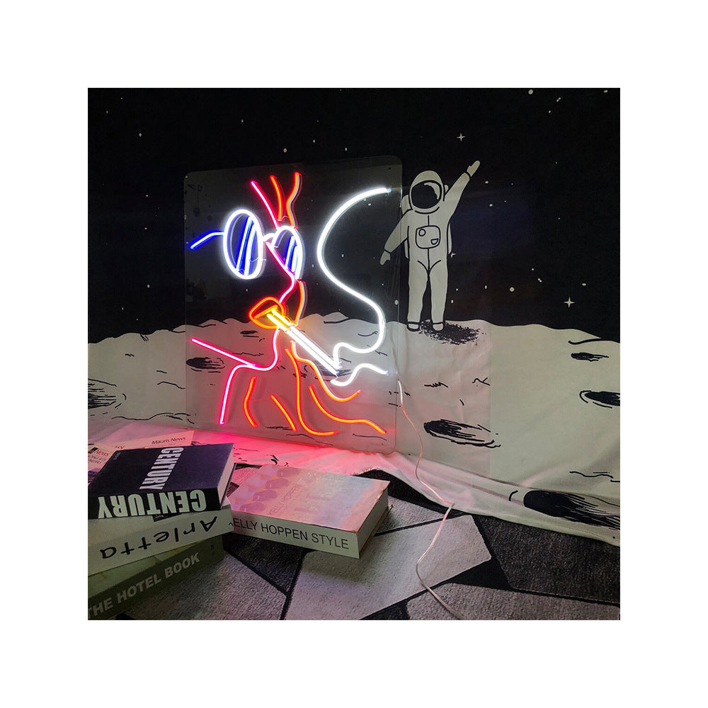 Beautiful Woman Smoking Neon Sign