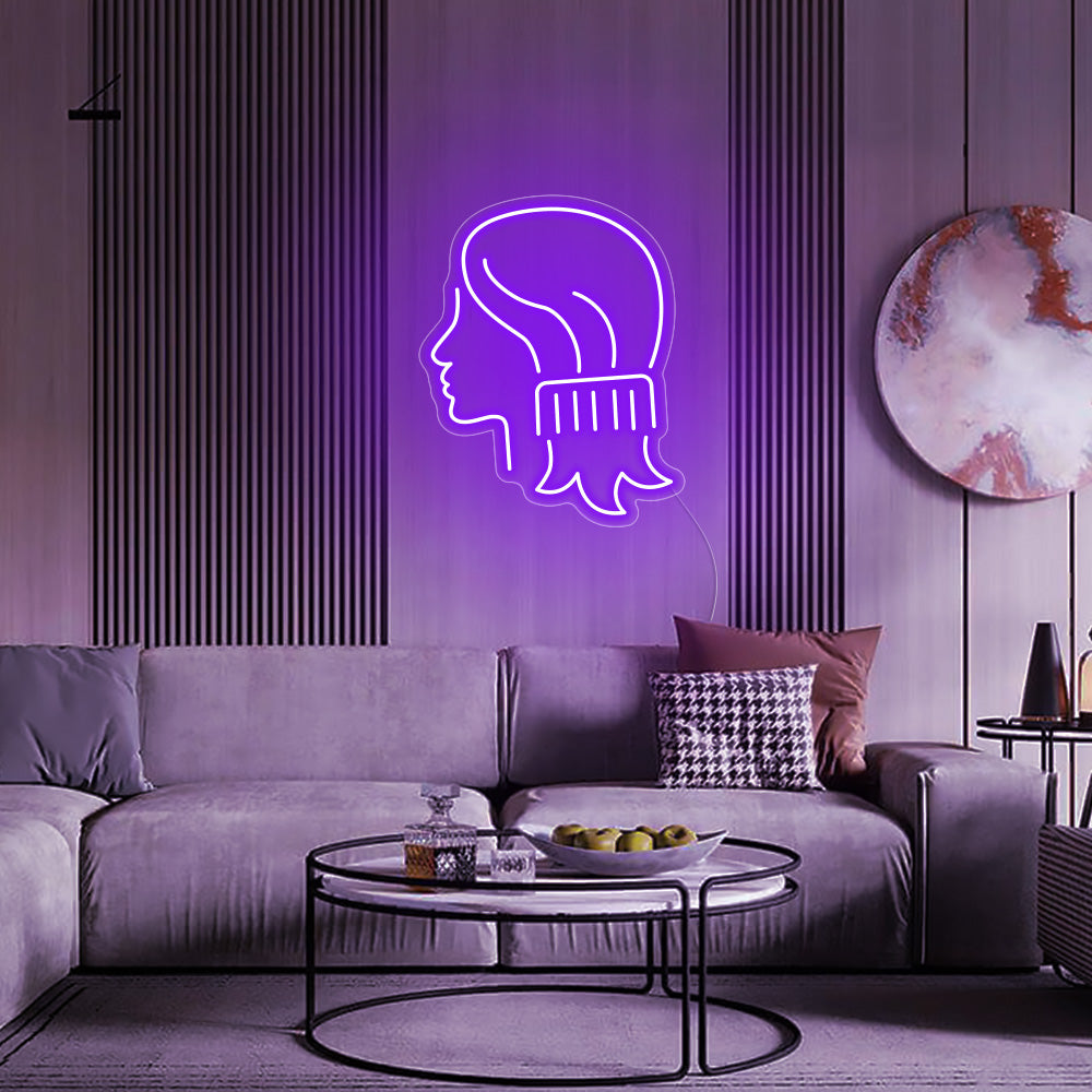 Girl Combing Hair Neon Signs