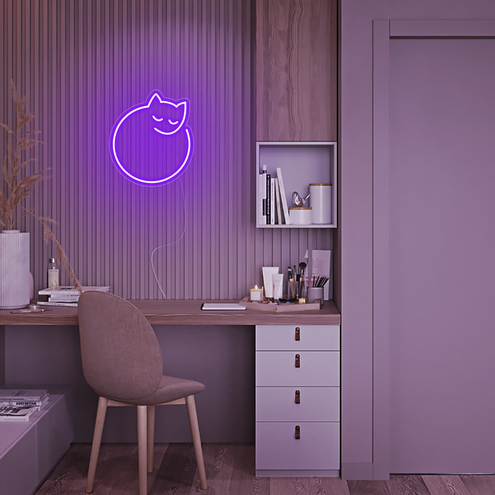 Mini curled up kitty cute cat LED Neon Signs