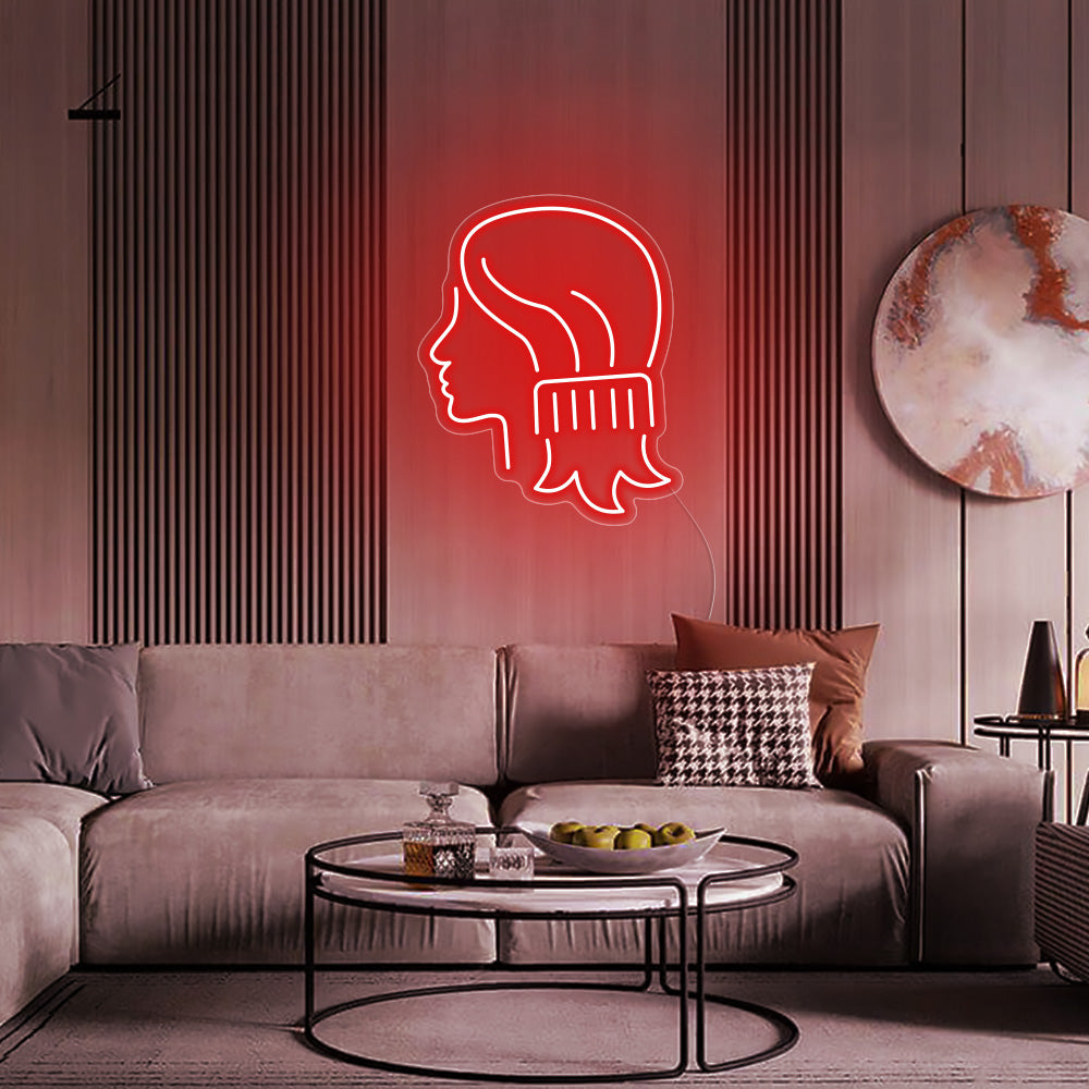 Girl Combing Hair Neon Signs
