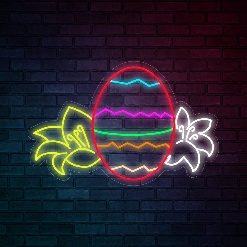 Easter Neon Signs - Colorful Egg Flowers Neon