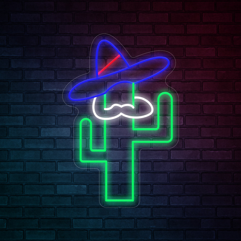 Cactus Neon Signs 16.72'' x 25'' / Blue + White + Green + Red