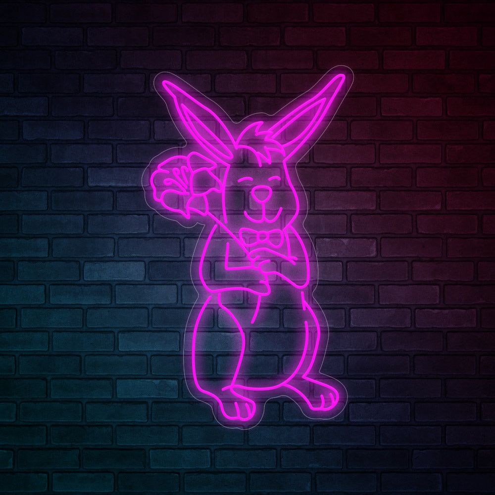 Easter Neon Signs - Rabbit and Flowers Neon