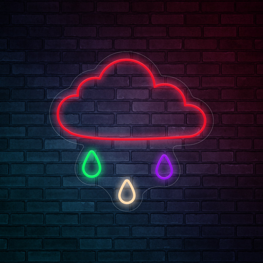 Cloudy and Rainy Neon Signs