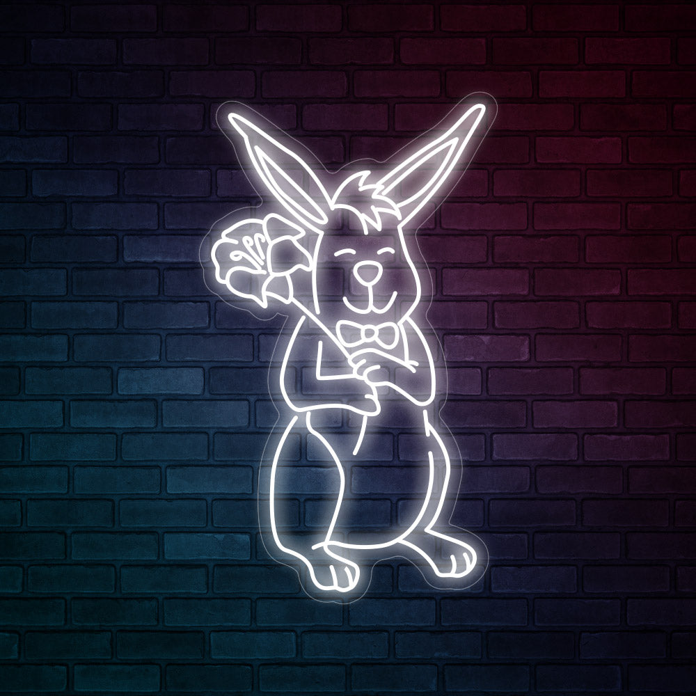 Easter Neon Signs - Rabbit and Flowers Neon