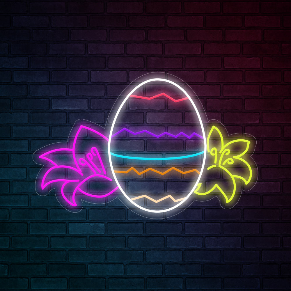 Easter Neon Signs - Colorful Egg Flowers Neon
