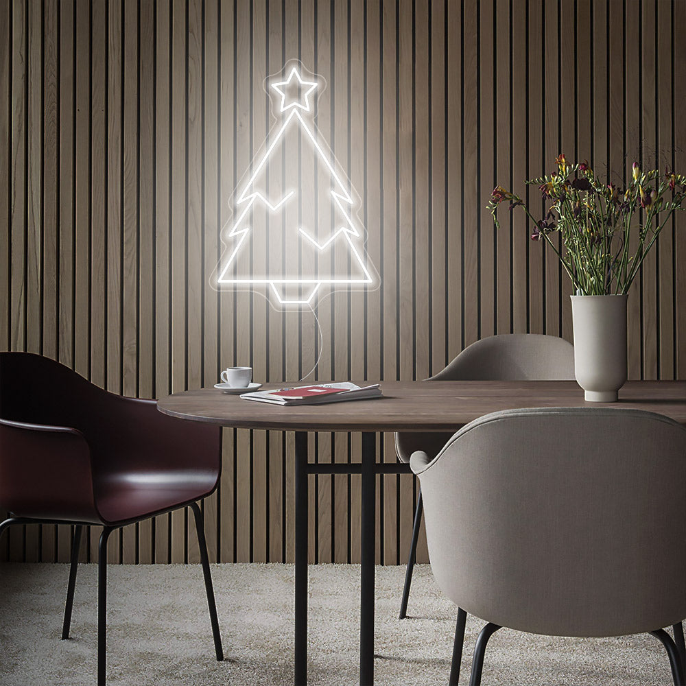 Christmas Green Tree With Star Top LED Neon Sign - Merry Christmas Neon Sign