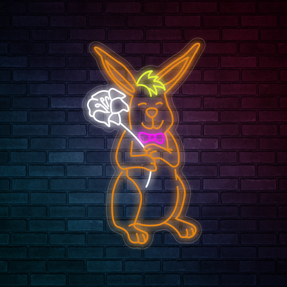 Easter Neon Signs - Rabbit and Flowers Neon