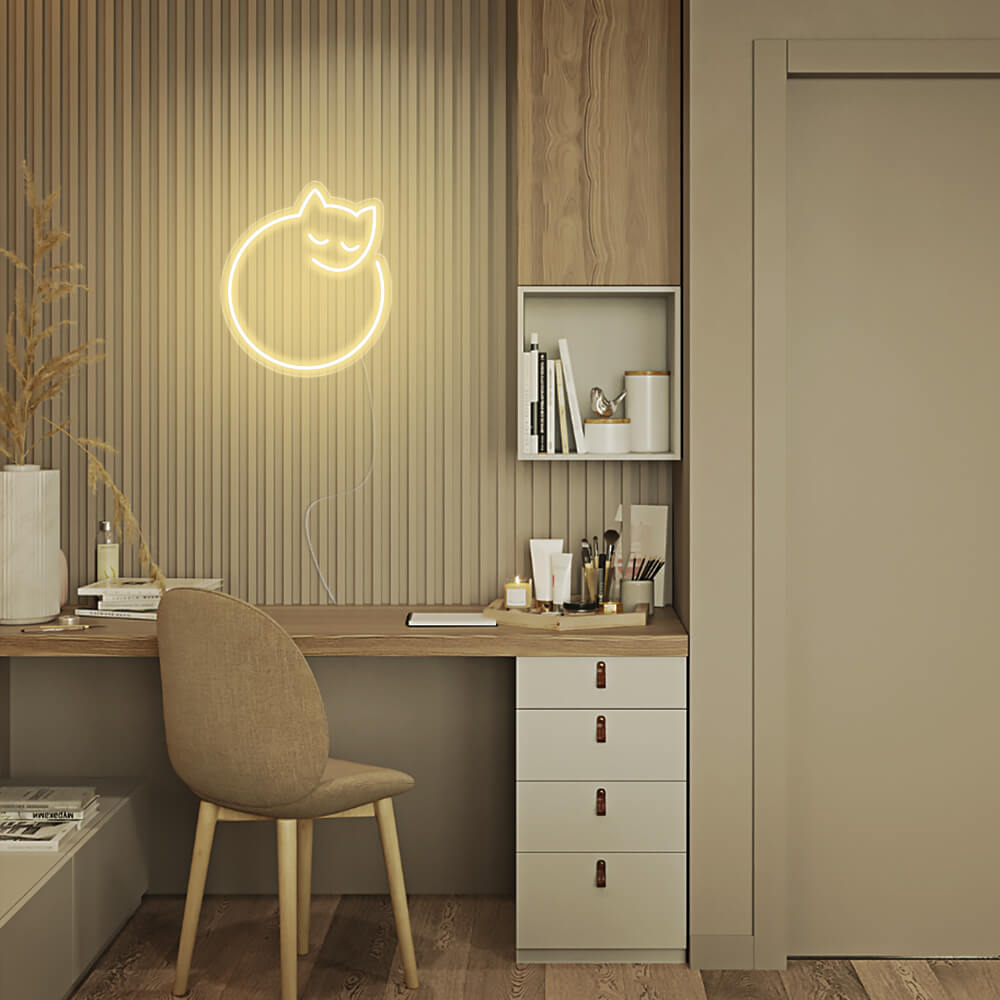 Mini curled up kitty cute cat LED Neon Signs