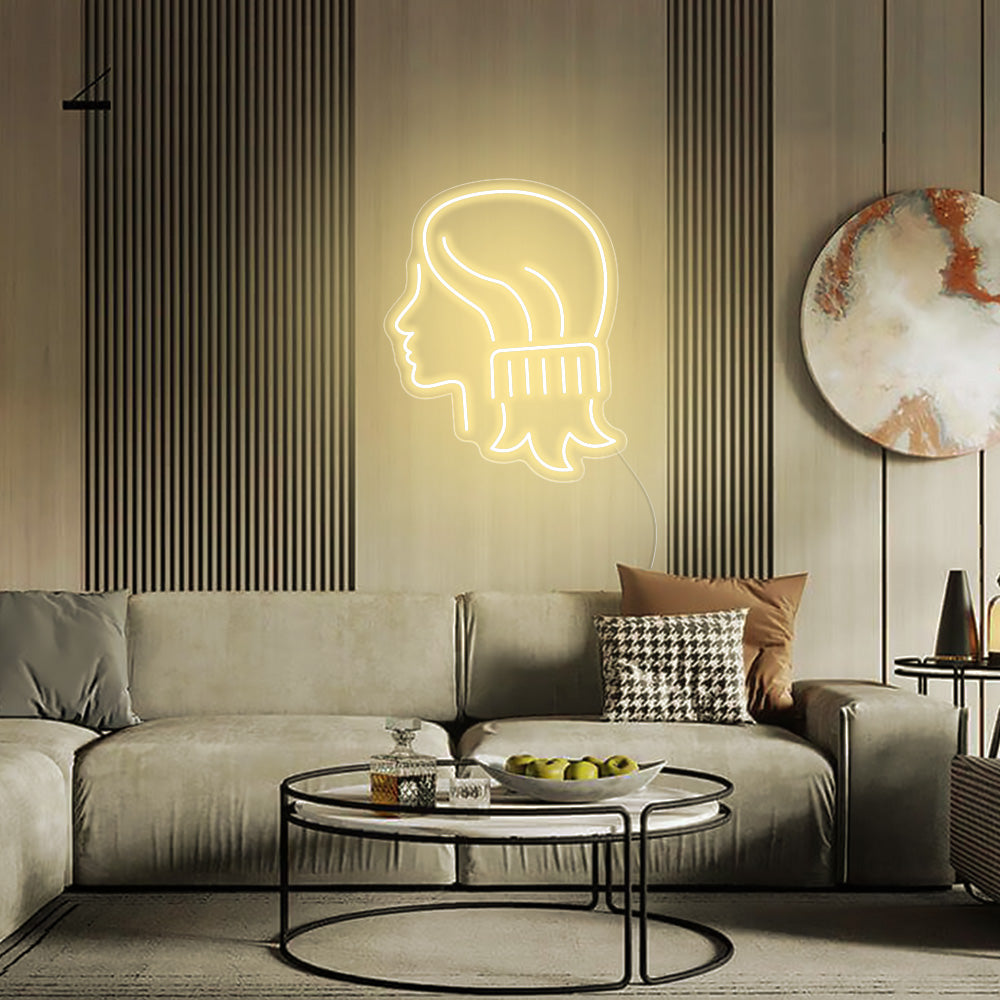 Girl Combing Hair Neon Signs