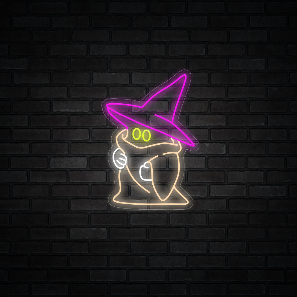 Ghost wearing a witch hat LED Neon Sign - Happy Halloween Neon Sign