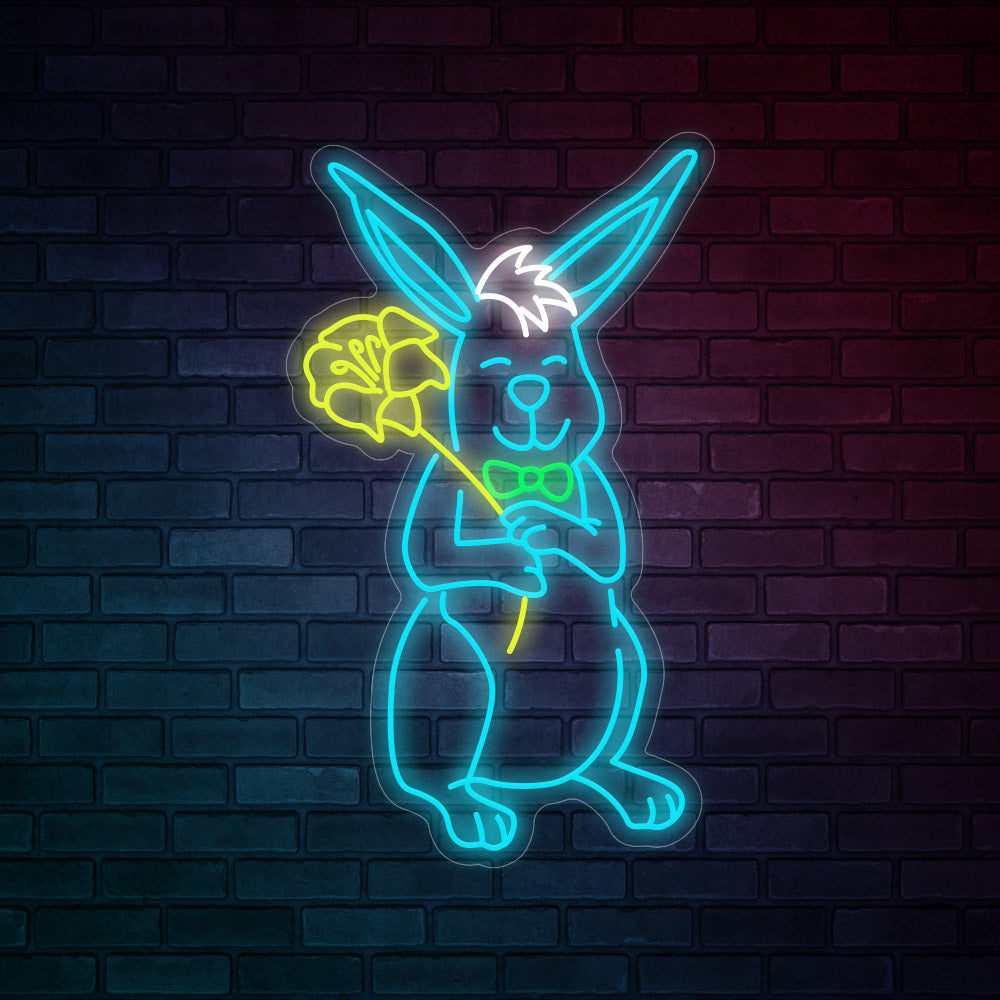 Easter Neon Signs - Rabbit and Flowers Neon