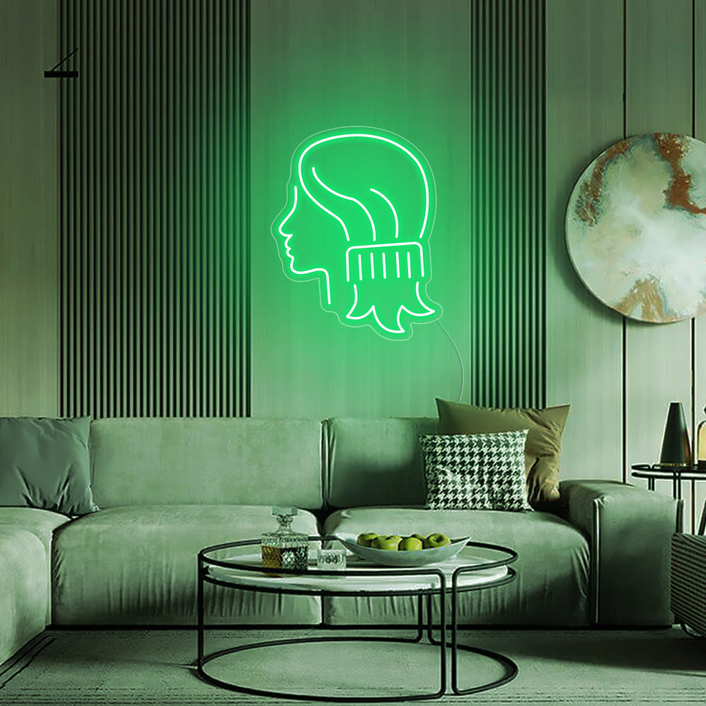 Girl Combing Hair Neon Signs