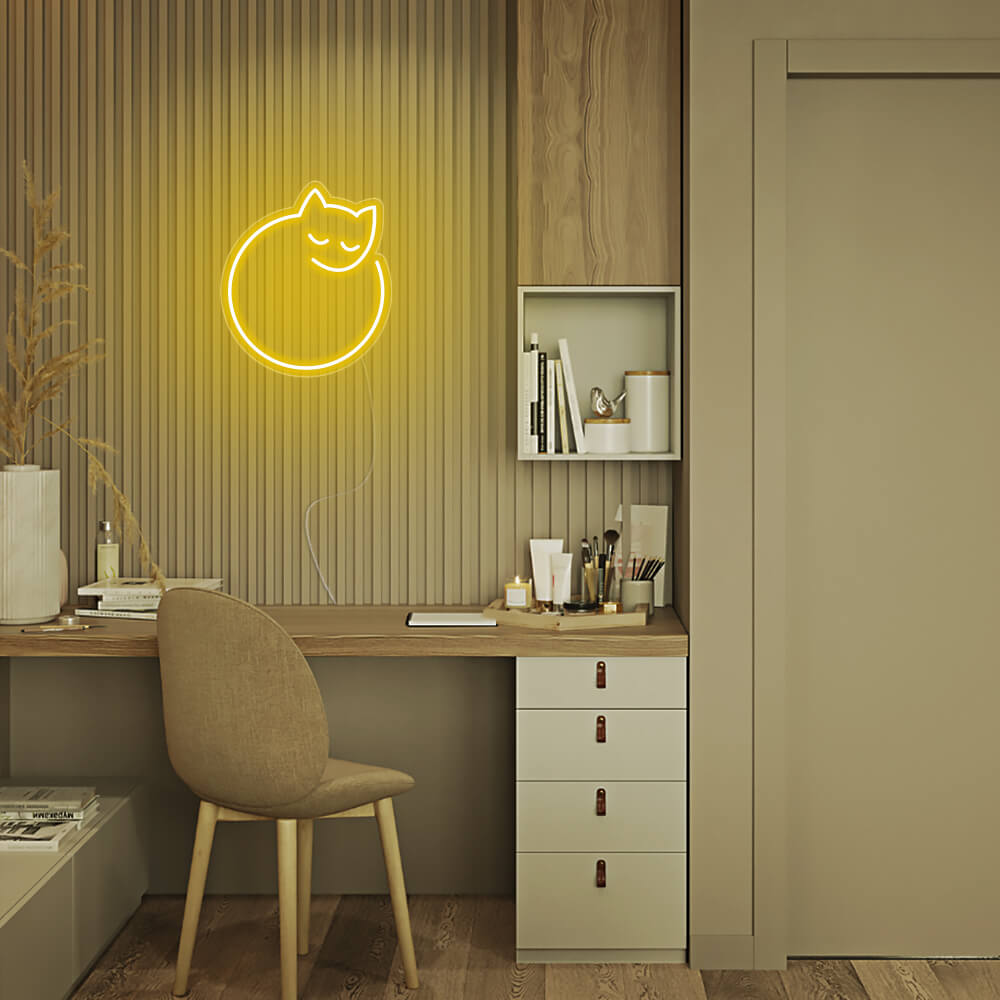 Mini curled up kitty cute cat LED Neon Signs