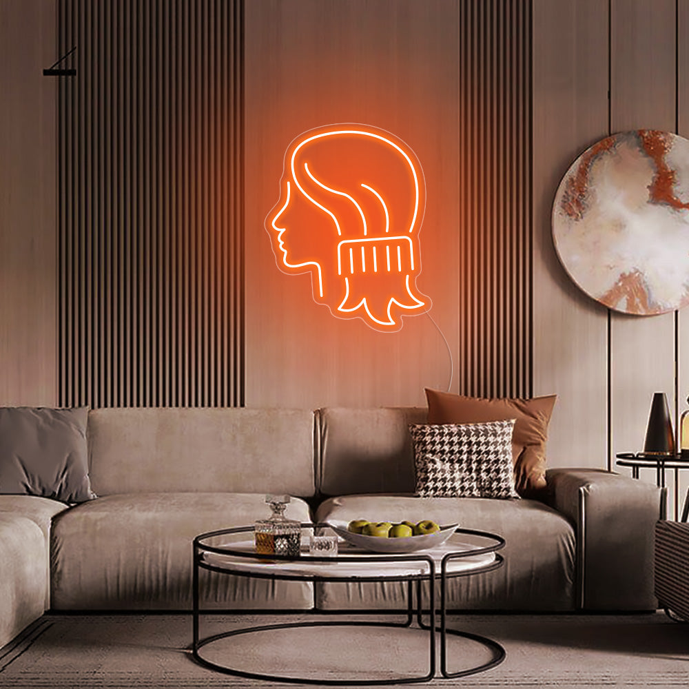 Girl Combing Hair Neon Signs