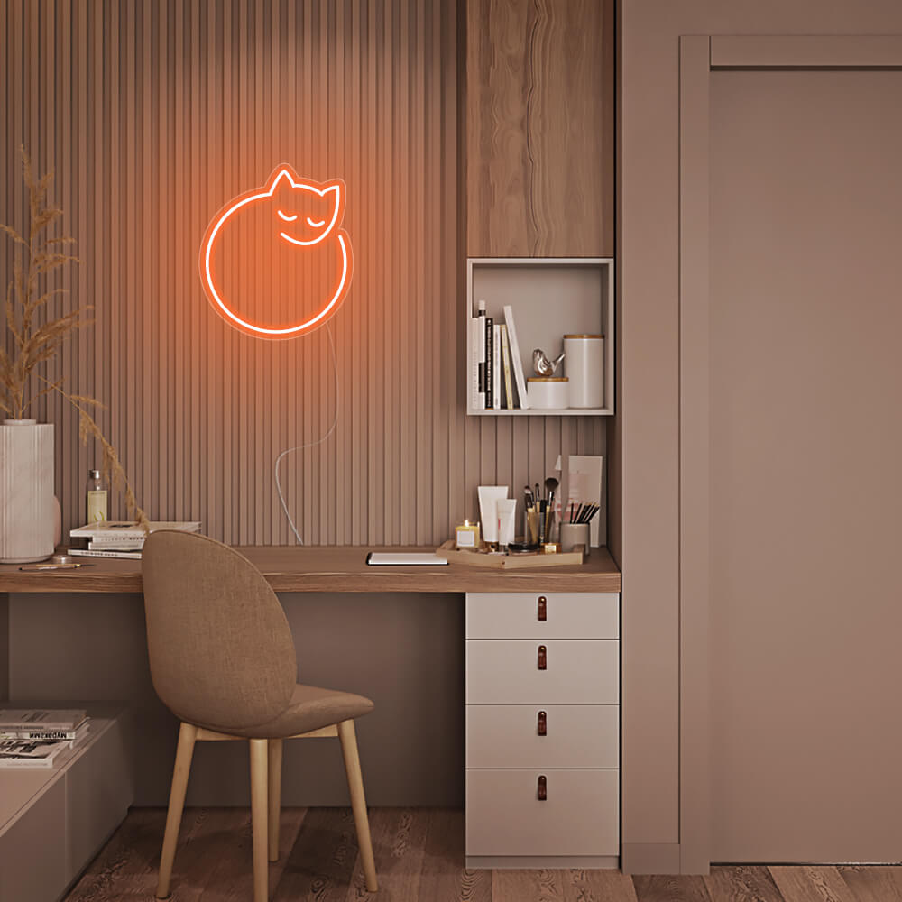 Mini curled up kitty cute cat LED Neon Signs