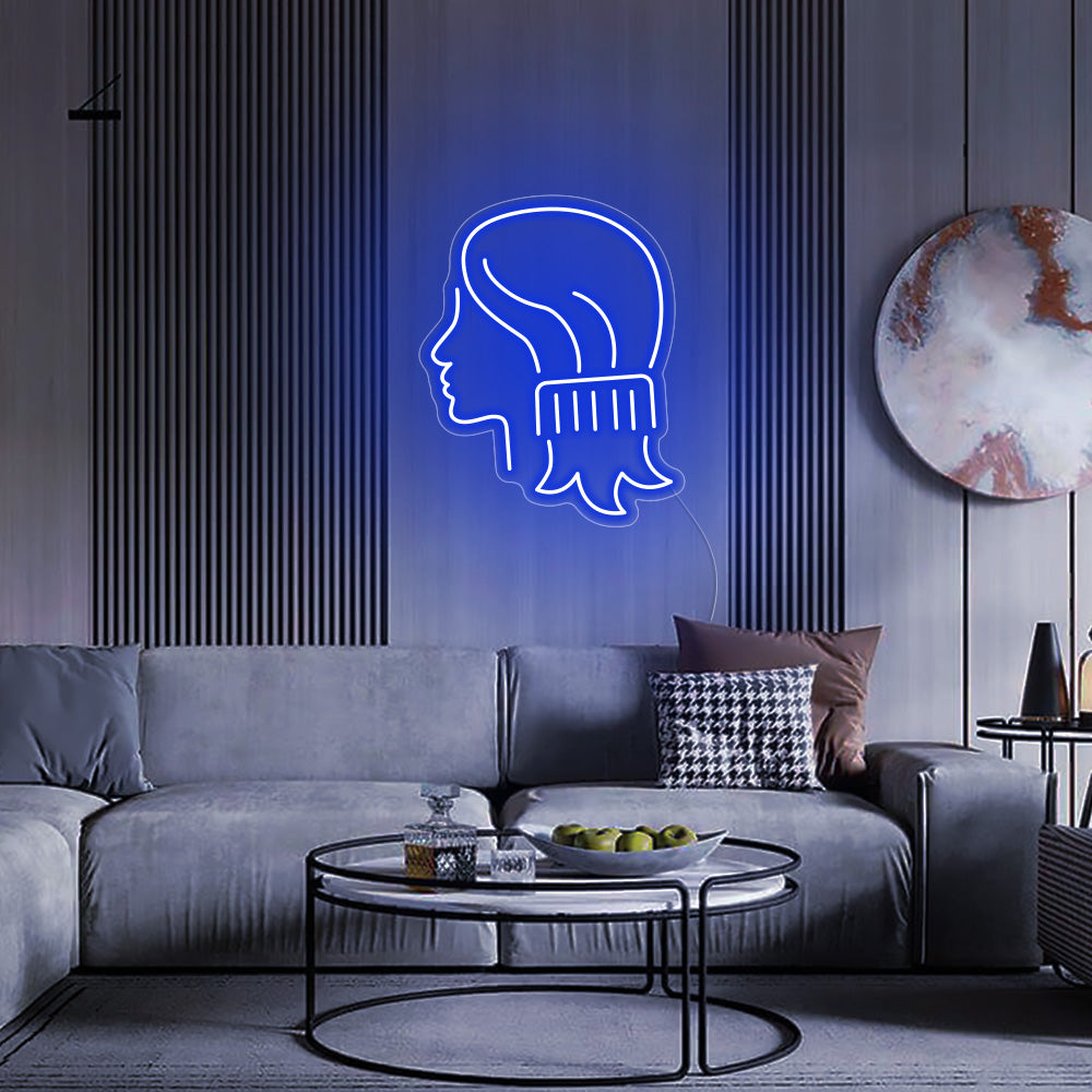 Girl Combing Hair Neon Signs