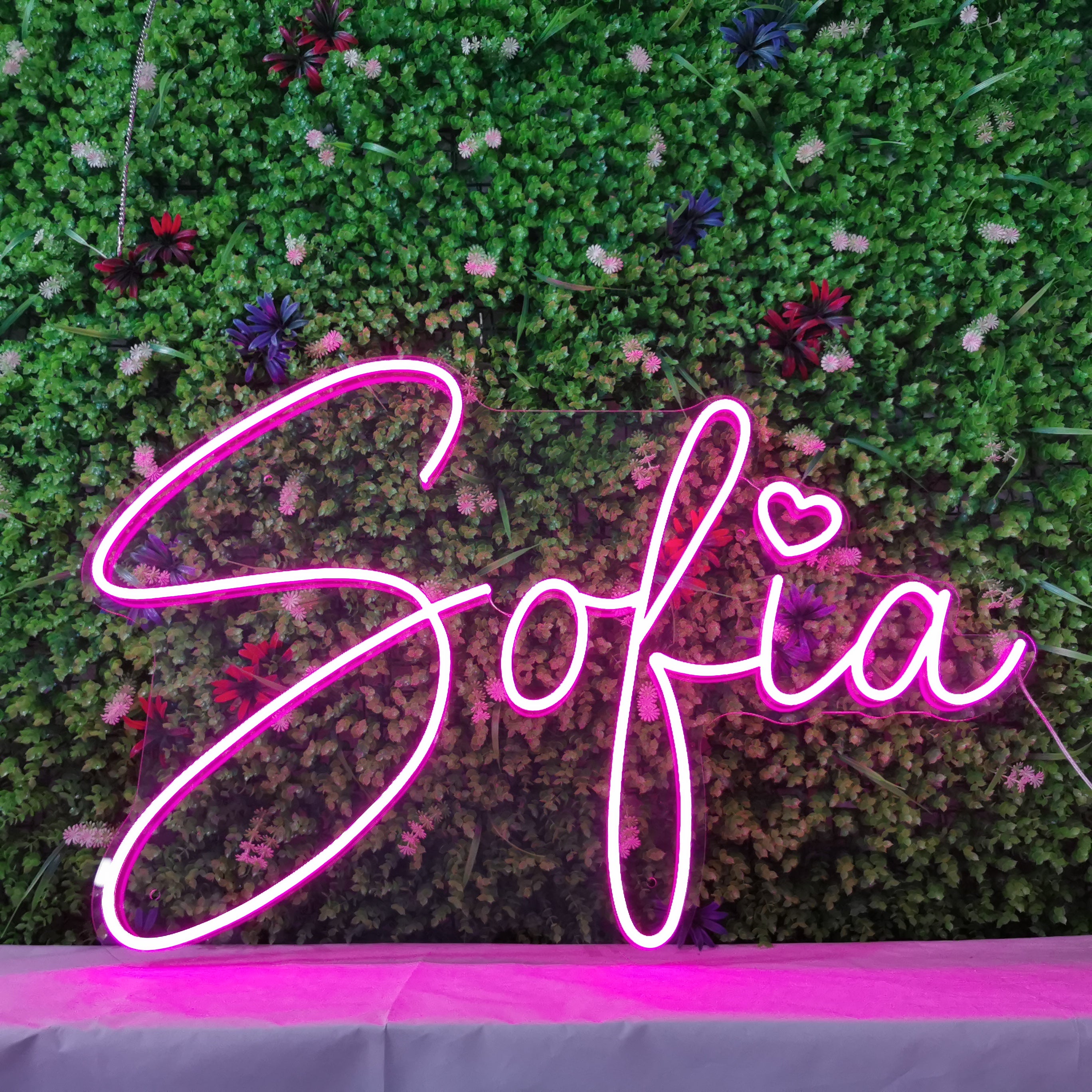Sofia Neon Light Heart Symbol LED Neon Name Signs, Custom Name Neon Signs